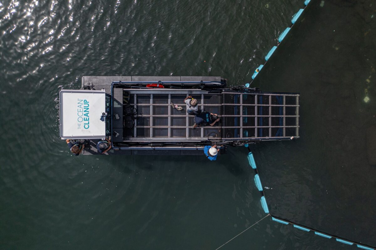Aerial view of the Interceptor barrier and tender